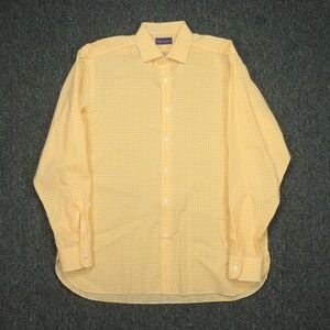 Ralph Lauren Purple Label Shirt Mens Extra Large 17 Yellow Gingham Long Sleeve *